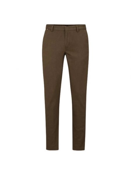 Obcisłe spodnie slim fit w kolorze melanż Hugo Boss brązowe