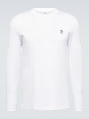 Bavlněná košile jersey Brunello Cucinelli bílá
