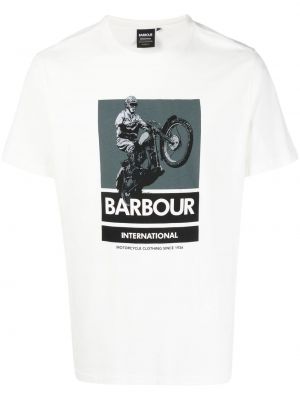 Памучна тениска с принт Barbour International бяло