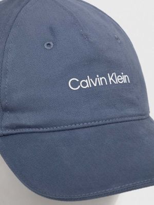 Czapka z daszkiem z nadrukiem Calvin Klein Performance niebieska