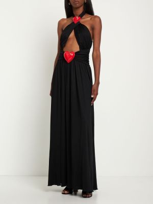 Viskózové dlouhé šaty Moschino černé