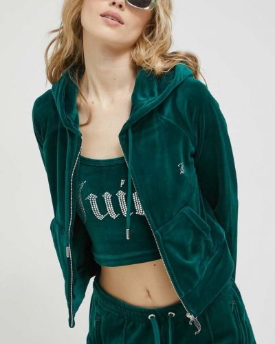 Mikina s kapucí s aplikacemi Juicy Couture zelená