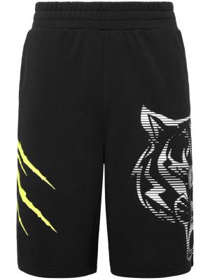 Športne kratke hlače s tigrastim vzorcem Plein Sport črna