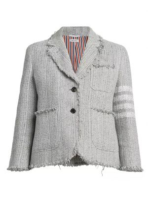 Твидовый пиджак Thom Browne серый