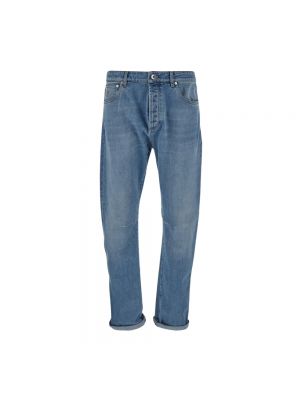 Proste jeansy skinny fit Brunello Cucinelli niebieskie