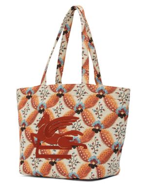 Bavlnená nákupná taška s výšivkou Etro oranžová