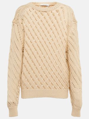 Ажурен памучен пуловер Lemaire кафяво