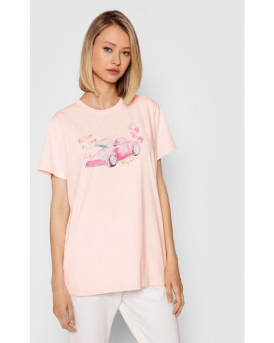 T-Shirt You Drive Me Crazy Classic PL-KO-CL-00274 Różowy Regular Fit Plny Lala