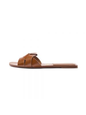 Кожаные сандалии без каблука Zara коричневые