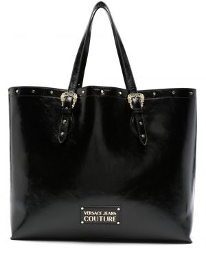 Kožená nákupná taška s cvočkami Versace Jeans Couture