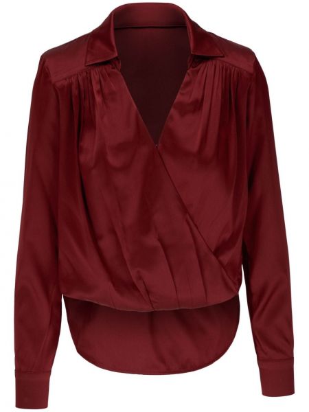 Копринена блуза с v-образно деколте Veronica Beard червено
