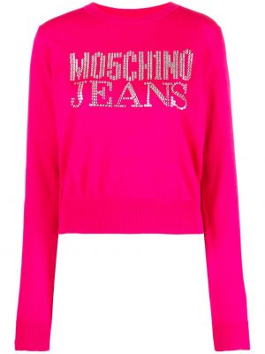 Mikina s okrúhlym výstrihom Moschino Jeans ružová