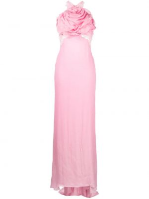 Květinové hedvábné večerní šaty Ermanno Scervino růžové