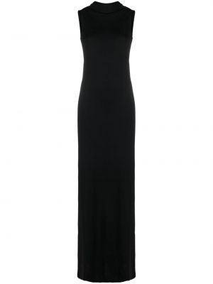 Černé drapované večerní šaty Saint Laurent