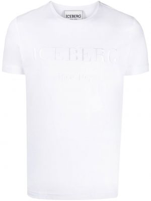 Bombažna majica z vezenjem Iceberg bela