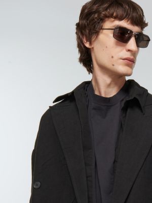 Lniany płaszcz oversize Balenciaga czarny