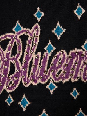 Жакардов пуловер с качулка Bluemarble черно