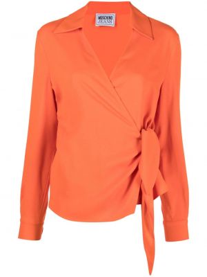 Блуза с v-образно деколте Moschino оранжево