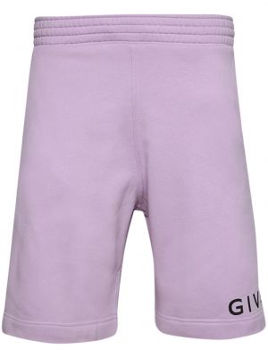Bombažne bermuda kratke hlače s potiskom Givenchy vijolična