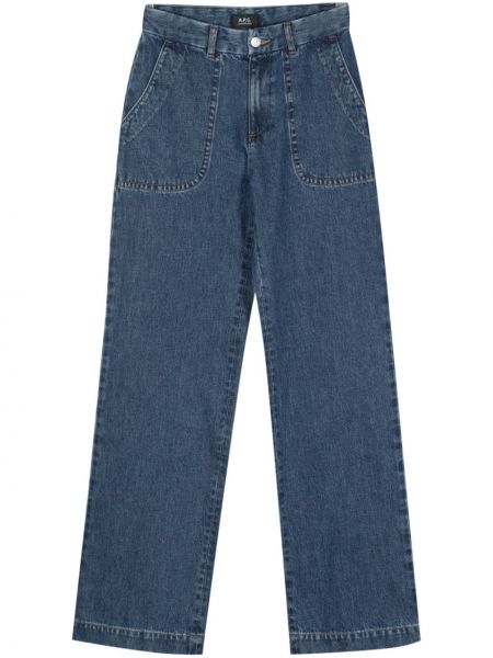 Bavlněné straight fit džíny A.p.c. modré