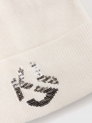 Dzianinowa czapka Karl Lagerfeld Jeans biała