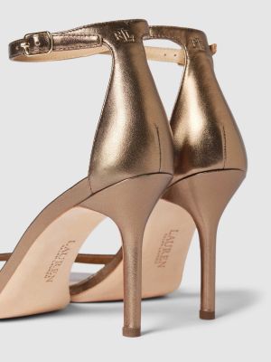 Sandały skórzane na sprzączkę Lauren Ralph Lauren złote