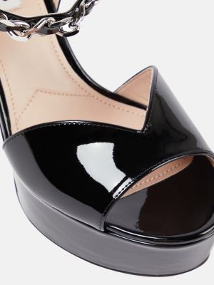 Sandale din piele cu platformă Miu Miu negru