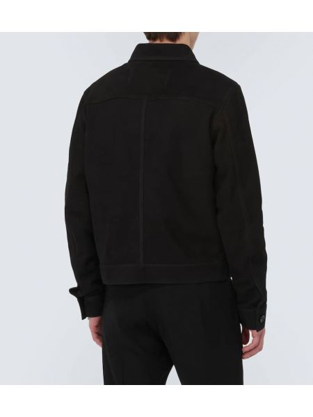 Usnjena jakna iz semiša Ami Paris črna