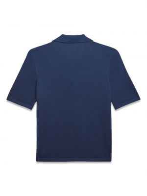 Vilnonis polo marškinėliai v formos iškirpte Saint Laurent mėlyna