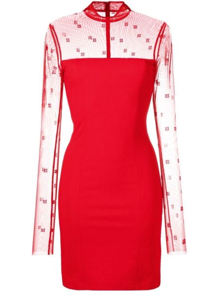 Tylové dlouhé šaty Givenchy červená