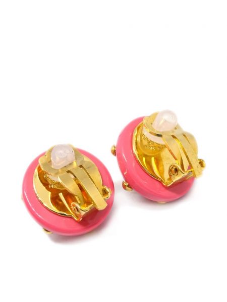 Boucles d'oreilles à boutons à boucle Chanel Pre-owned rose