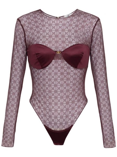 Tyl body i jacquard stof Elisabetta Franchi rød