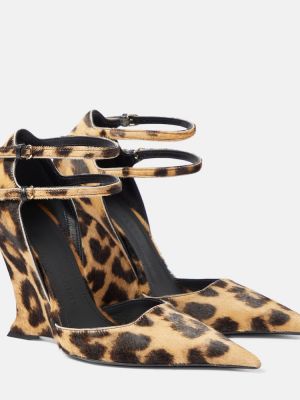 Полуотворени обувки с клин ток с принт с леопардов принт Ferragamo