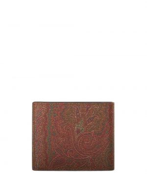 Žakárová peňaženka s potlačou s paisley vzorom Etro hnedá