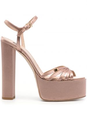 Saténové sandále na platforme Elisabetta Franchi ružová