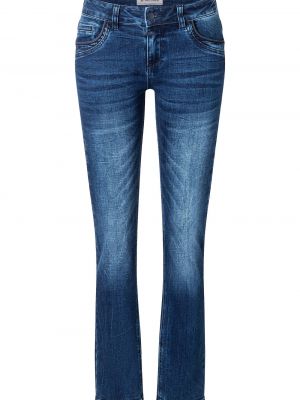 Bavlnené džínsy s vysokým pásom na zips Timezone - tmavo modrá