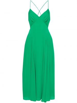 Sukienka długa sznurowana plisowana koronkowa Self-portrait zielona