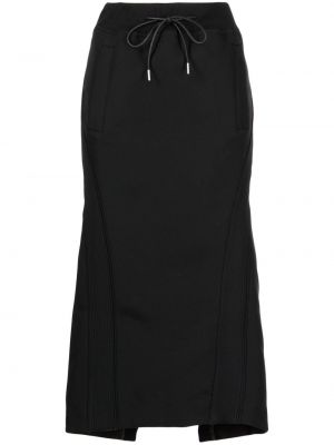 Pletené midi sukně na zip z polyesteru Sacai - černá
