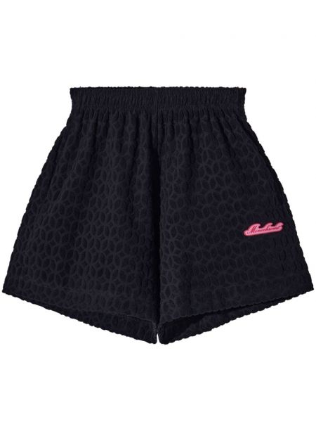 Ensfarvet broderet træningsshorts Monochrome sort