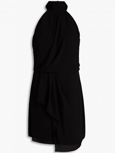 Черное платье мини с драпировкой из крепа Halston Heritage