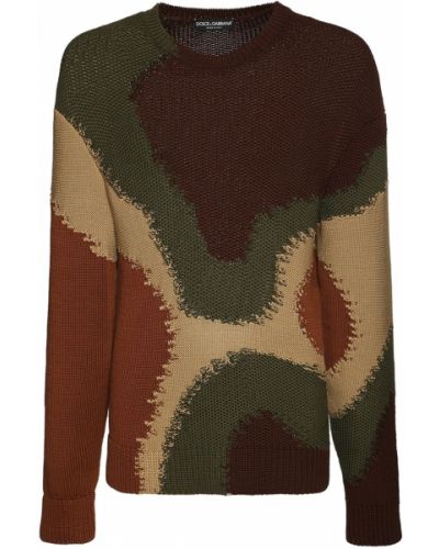 Sweter bawełniany w kamuflażu Dolce And Gabbana