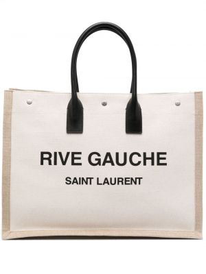 Shopper en coton Saint Laurent beige