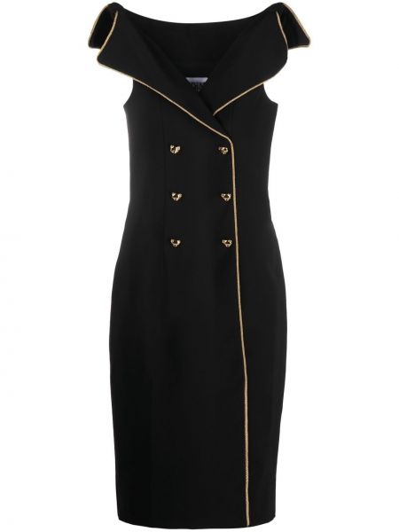 Коктейлна рокля с копчета Moschino черно
