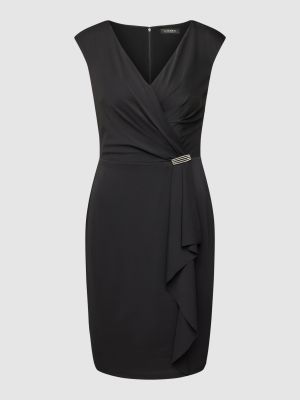 Sukienka midi z dekoltem w serek Lauren Ralph Lauren czarna