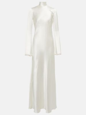 Jedwabna sukienka długa Galvan biała