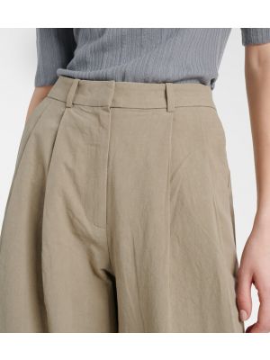 Βαμβακερό παντελόνι με ψηλή μέση σε φαρδιά γραμμή Proenza Schouler μπεζ