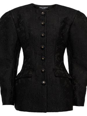 Žakárová bavlněná hedvábná bunda Dolce&gabbana černá