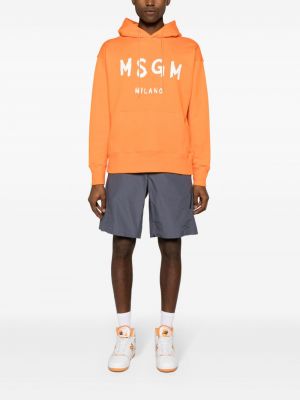 Hoodie en coton à imprimé Msgm orange
