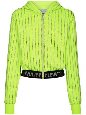Džemperis su gobtuvu su užtrauktuku su kristalais Philipp Plein geltona