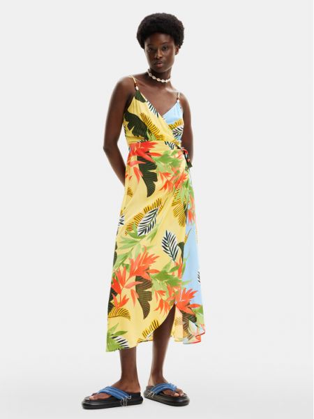 Rochie lunga cu imprimeu tropical Desigual galben